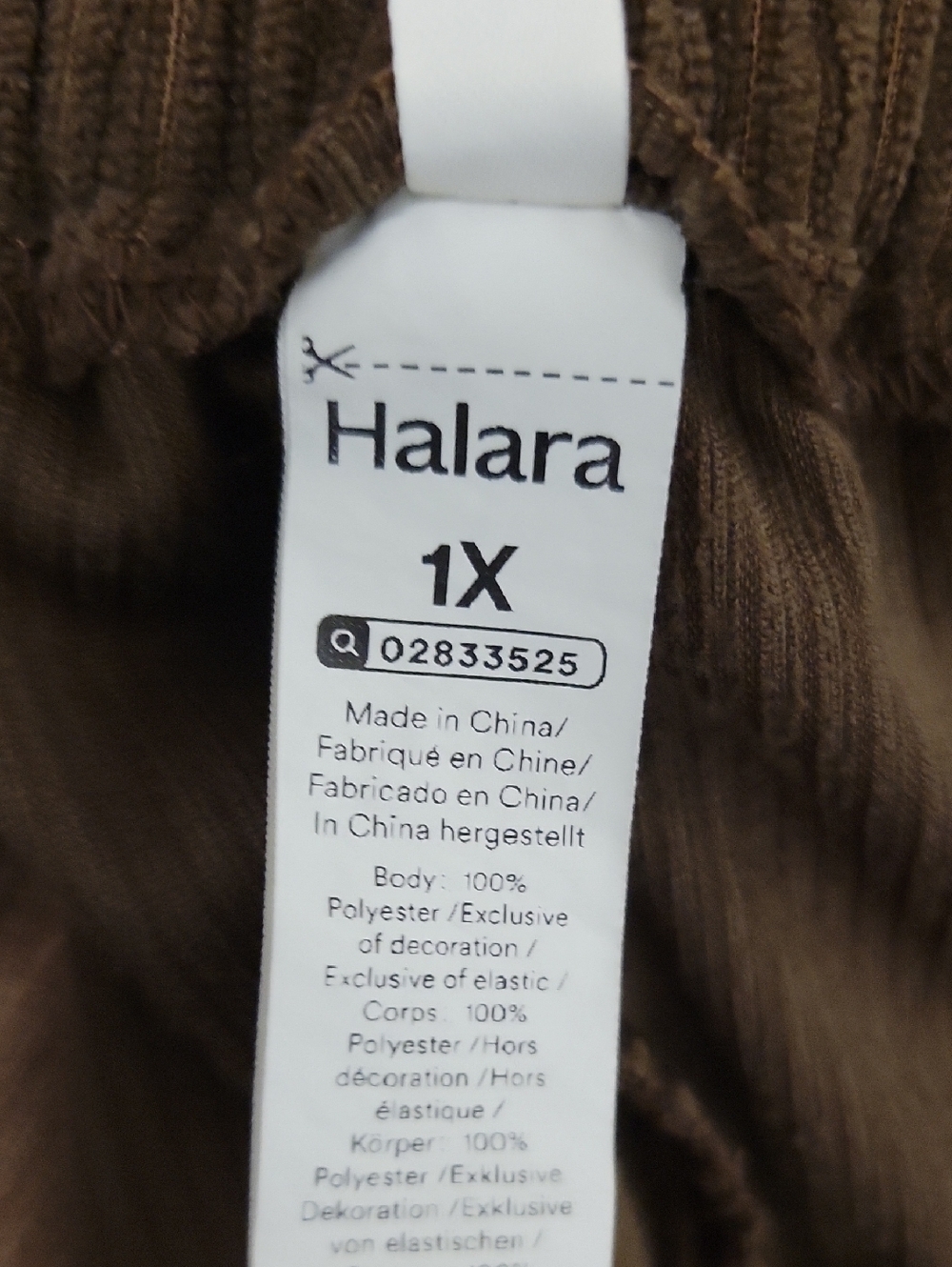 Halara Mid Rise Brown Corduroy Wide-Leg Casual Pants 1X Office Business - Picture 6 of 6